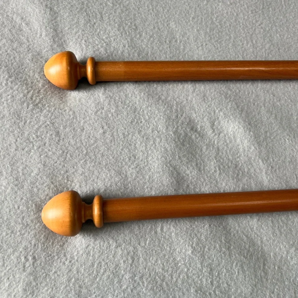 Vintage Wooden Drapery Curtain Rod Set of 2 Rings Clips Boho Farmhouse Cottage